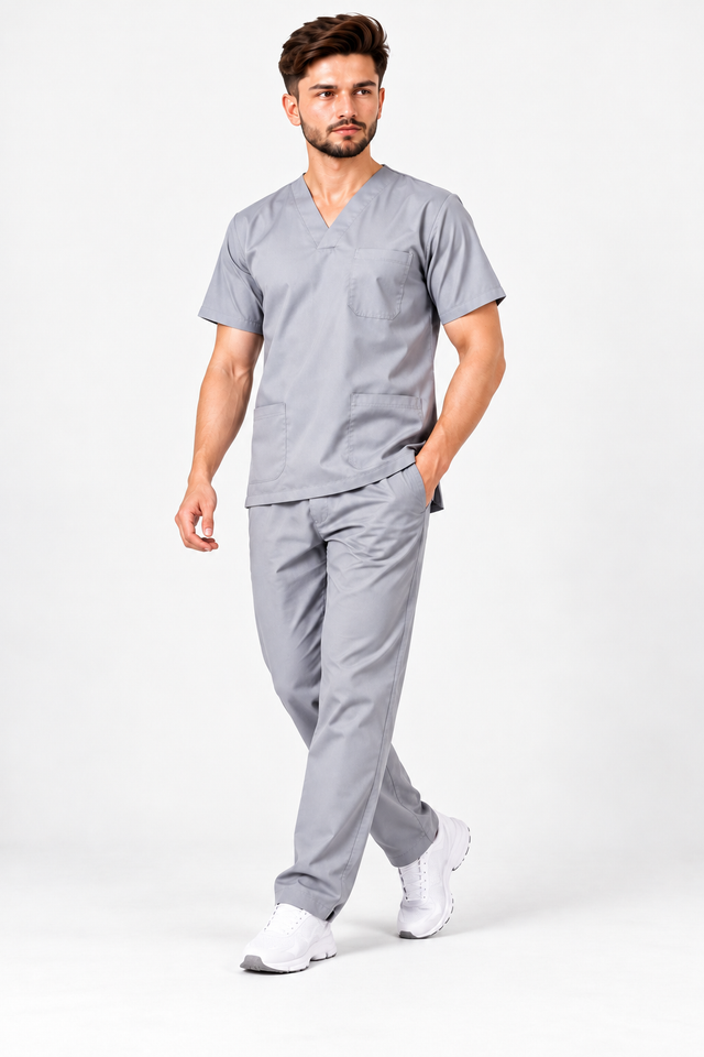 KUKIVO Classic Unisex Scrub Suit in Light Grey