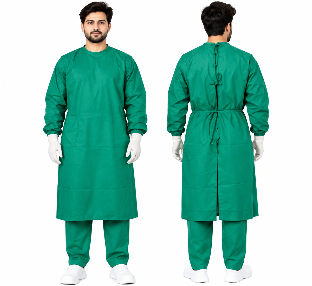 KUKIVO Back Tie Surgeon Gown, front and back