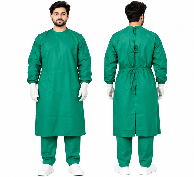 KUKIVO Back Tie Surgeon Gown, front and back