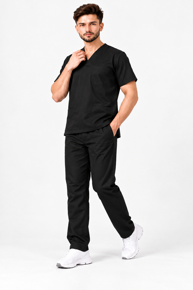 KUKIVO Classic Unisex Scrub Suit in Black