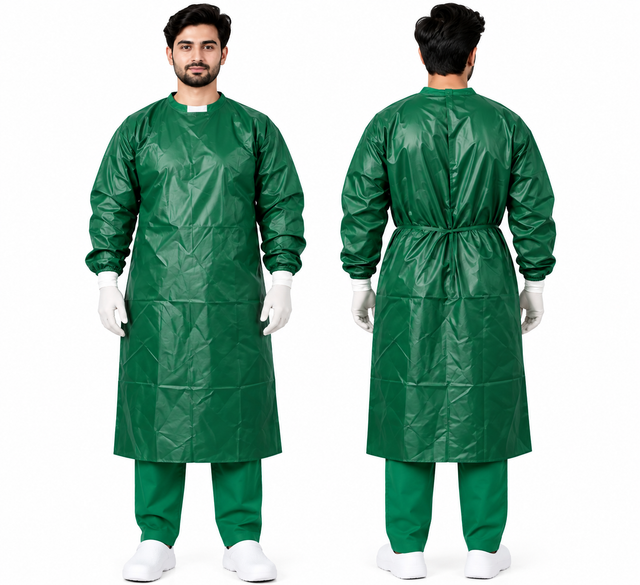KUKIVO Impervious Back Tie Surgeon Gown, front and back