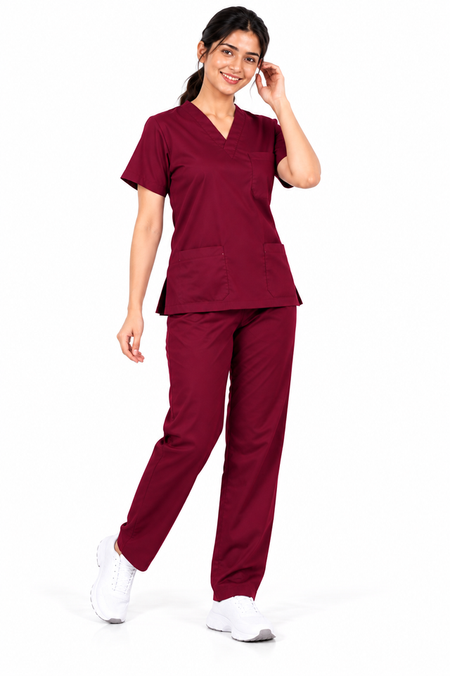 KUKIVO Premium Unisex Scrub Suit in Wine